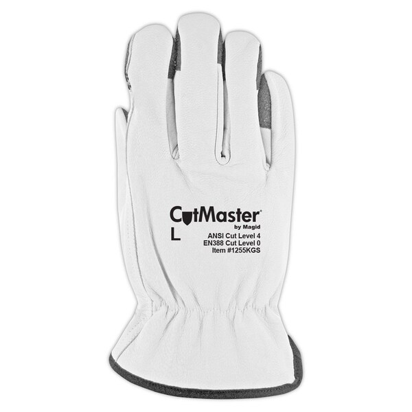 CutMaster Lined Leather Driver Glove With Keprotec Grip StripsCut Level 4, M